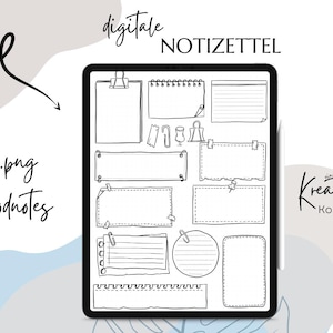 Digital sketchnotes, GoodNotes, digital stickers, notes, note banners, text containers, digital post its, create worksheets