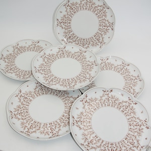 3/6 dinner plate set Tirschenreuth Fleur Blätterzauber brown plate, Tirschenreuth Fleur Blätterzauber tableware white brown
