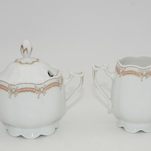 Hutschenreuther Viktoria Coralle sugar bowl and milk jug 2 pieces, Hutschenreuther Viktoria Coralle tableware