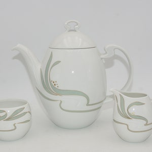 Rosenthal Asimmetria Jadegras COFFEE CORN coffee pot milk jug sugar bowl, Björn Wiinblad tableware for Rosenthal, minimalist set