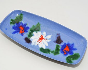 Vintage 60s 70s enamelled bowl blue colorful table decoration Mid Century