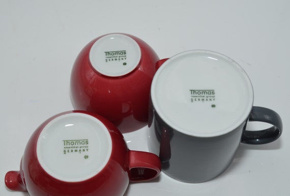 Thomas Sunny Day Tassen Set Kaffeebecher Sunny Day Milchkännchen rot , Thomas Sunny Day rot grau Geschirr Set Konvolut Tassen