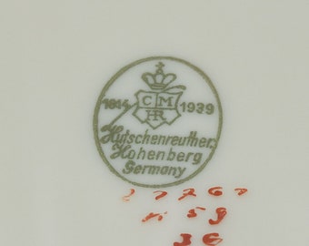 ANTIK Art Deco Servierplatte und Sauciere Hutschenreuther Hohenberg Elfenbein Goldrand schwarz neuw. Porzellan 30er 40er Jahre Edel