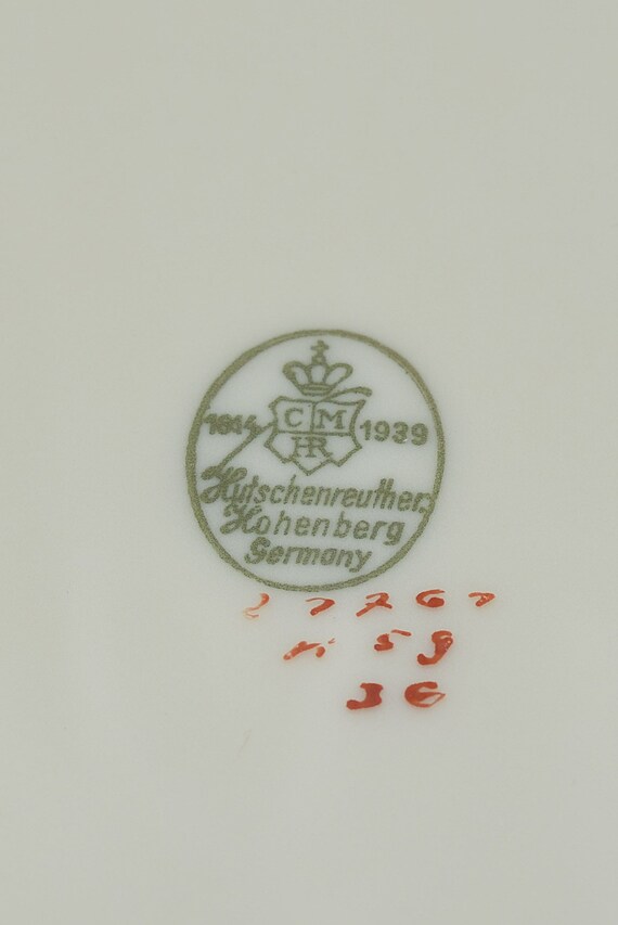 ANTIK Art Deco Servierplatte und Sauciere Hutschenreuther Hohenberg Elfenbein Goldrand schwarz neuw. Porzellan 30er 40er Jahre Edel