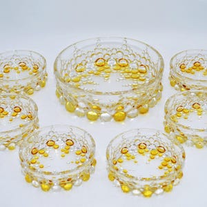 BUBBLE GLASS 7 pcs. Bolero Bubbles Walter Glass Bowl Bubble Glass 70s Bubble Glass Bowl with Bowl, Bubble Glass Dessert Bowl