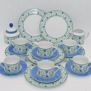 Flirt by R&B Geschirr blau grün , Kaffeeservice Flirt Ritzenhoff Breker grün blau , RB Flirt blau grün Geschirr Vintage , Kaffeeset Flirt RB