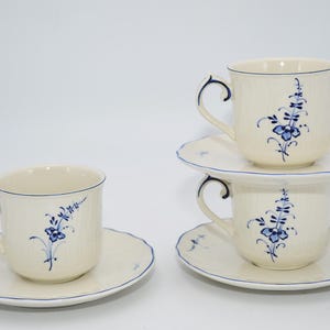 Villeroy Boch Luxembourg Vieux Luxembourg -3 x coffee place settings 2 pieces. V&B porcelain white blue, VB Vieux Luxembourg coffee place settings 3 pieces