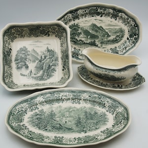 Villeroy Boch Burgenland Green Selection Serving Plate Sauce Boat