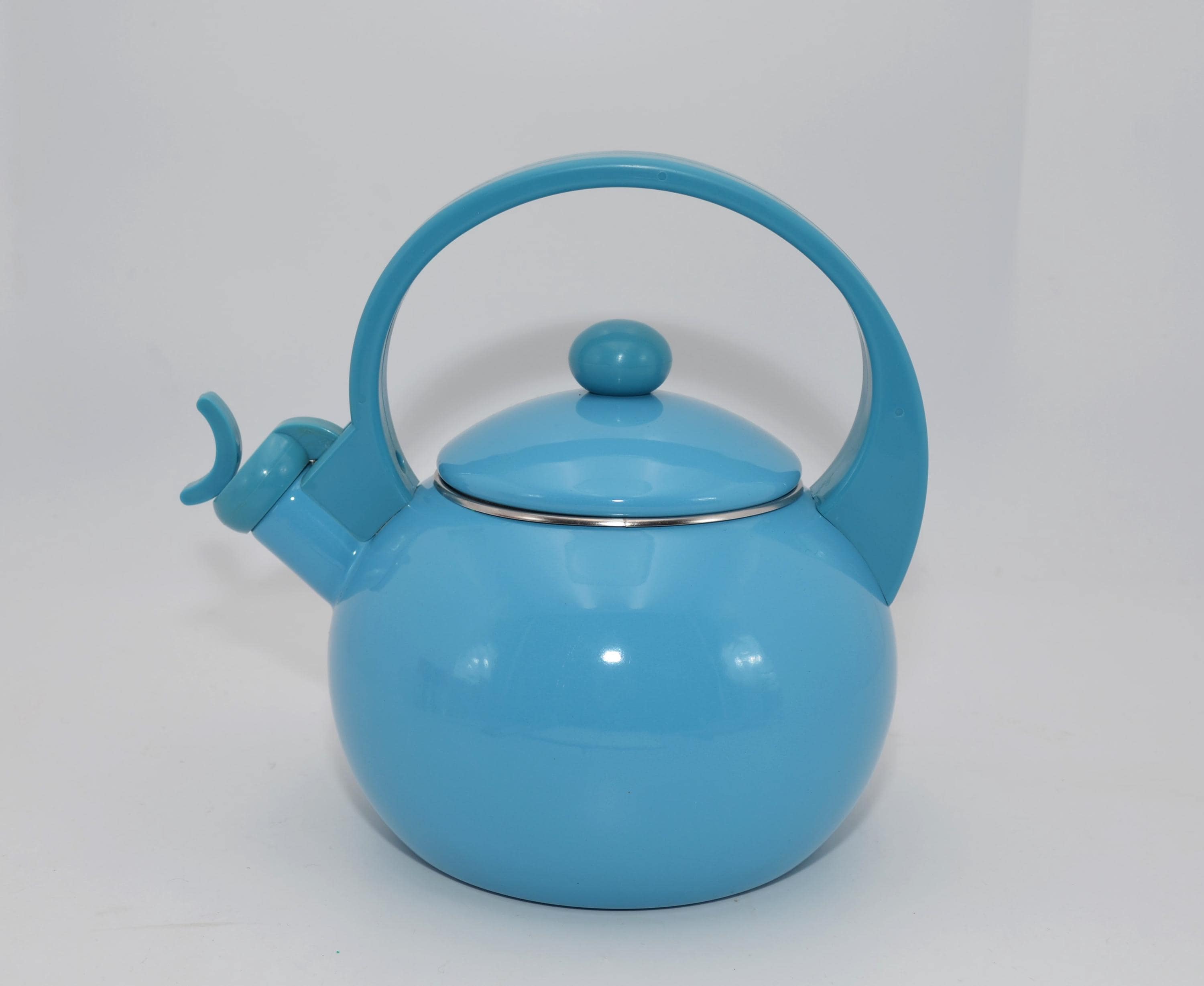 Vintage Kettle Enamel Turquoise Retro Home Decoration in blue Mid Century . Kettle in blue