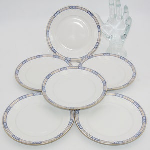 6 alte KUCHENTELLER  blau Goldrand  , Vintage Kuchenteller , Kgl. priv. Tettau Teller mit blau gold Muster , Mid Century Kuchenteller 6Stück