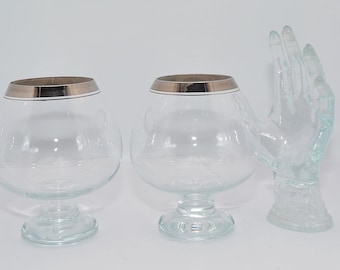 Set De 2 Verres à Cognac / Brandy, Soufflés à La Bouche, Légèrement Versicolores / Miroir, Italie