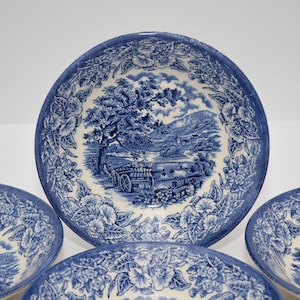 6x miski deserowe angielska zastawa stołowa ironstone Morning Glory niebieski drewniany wózek salaterki angielskie ceramiczne niebieskie miski zestaw 6 sztuk