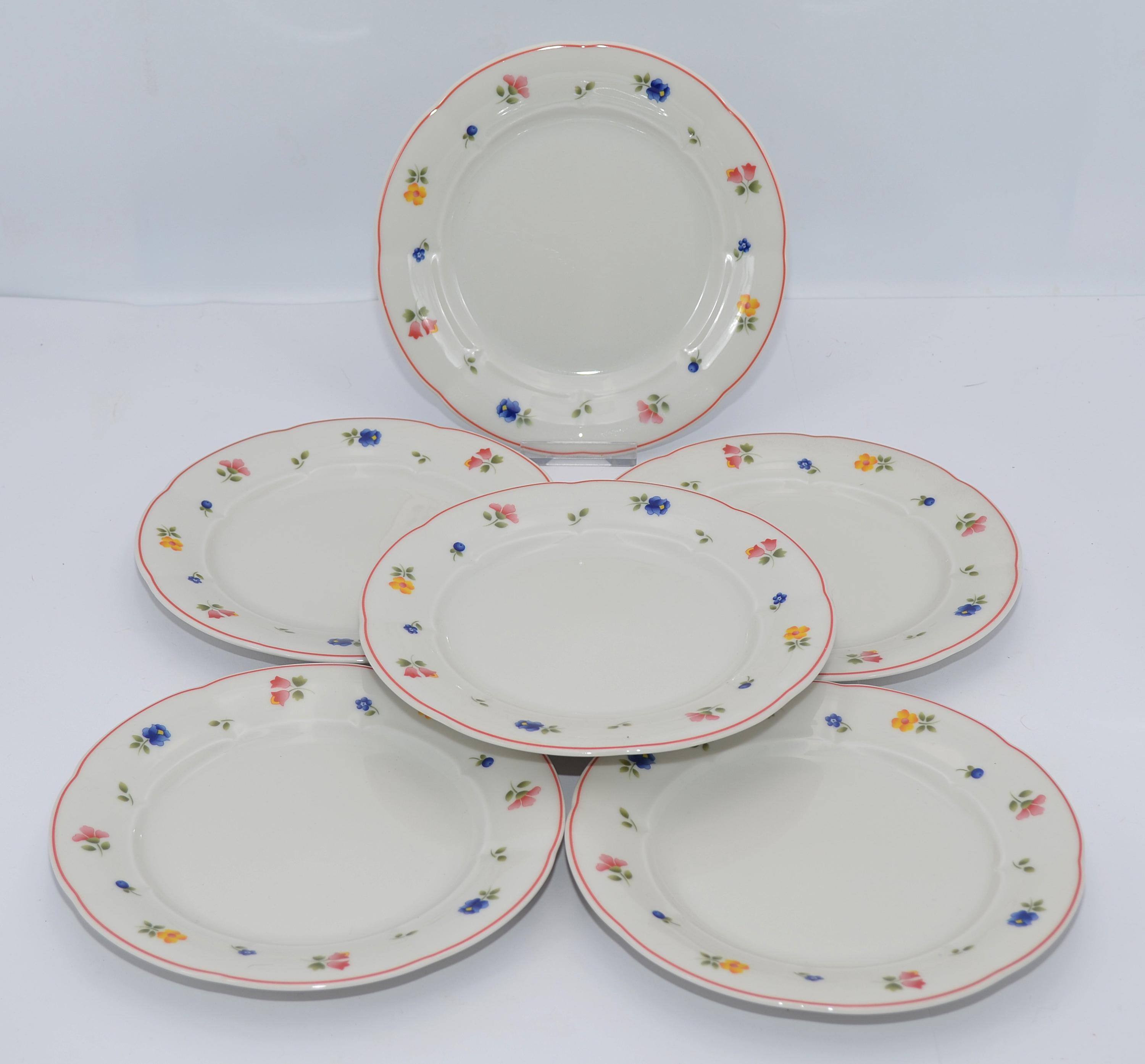 6 KUCHENTELLER Tchibo Fleurs Bunt Kuchenteller TCM Streublümchen Geschirr , Tchibo Kuchenteller mit Blümchen