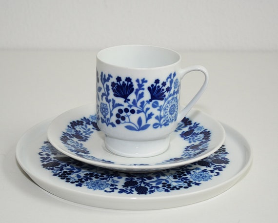 Etsy MELITTA Blue - Coffee Porcelain Israel of 70s 10 Space 3pcs. Plate White Cake 1 Play Set Hamburg Ernst Flower Jupp Cup Age Lower