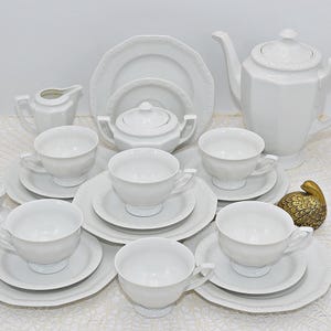 Rosenthal Maria weiß Kaffeeservice 22Teile , Rosenthal Maria weiß Service für 6 Personen , Mid Century minimalist Kaffeeservice weiß