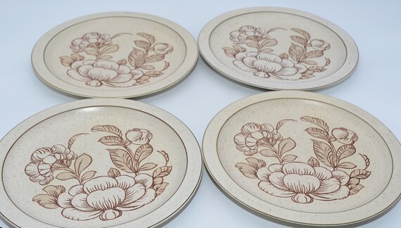 4 Speiseteller Schüssel Sauciere 6tlg Friesland Ceracron Holstein beige Blumen Landhaus Deko Rustikal Geschirr