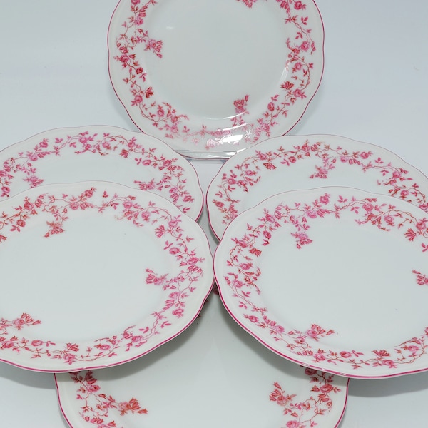 KPM Royal 6 Cake Plate / Ontbijtbord Porselein Duitsland Bloemen Bloemen Porselein Servies Roze Mid Century 60s