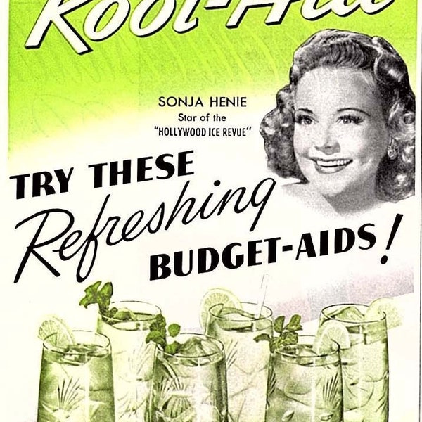 Original Vintage Advertisement for 1947 Sonja Henie for Kool-Aid