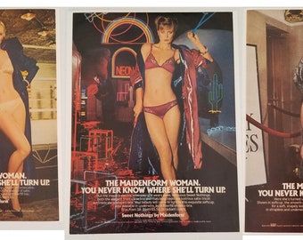 Magazine Print AD 1980s Underwear Lingerie Lace Bra Panty HALF