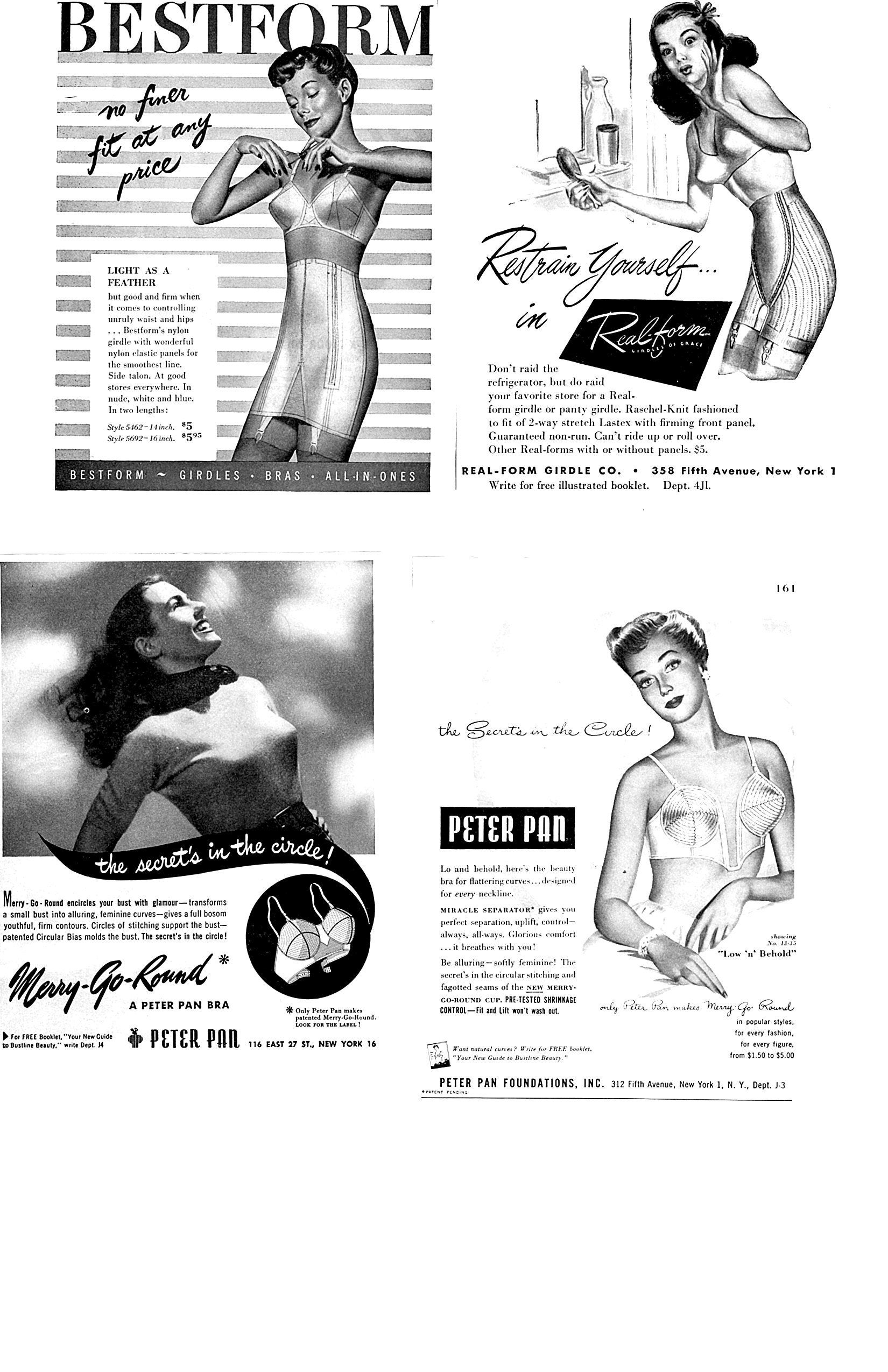 Vintage Lingerie Advertisement for 1947-49 4 Lingerie Bra Ads -  Canada