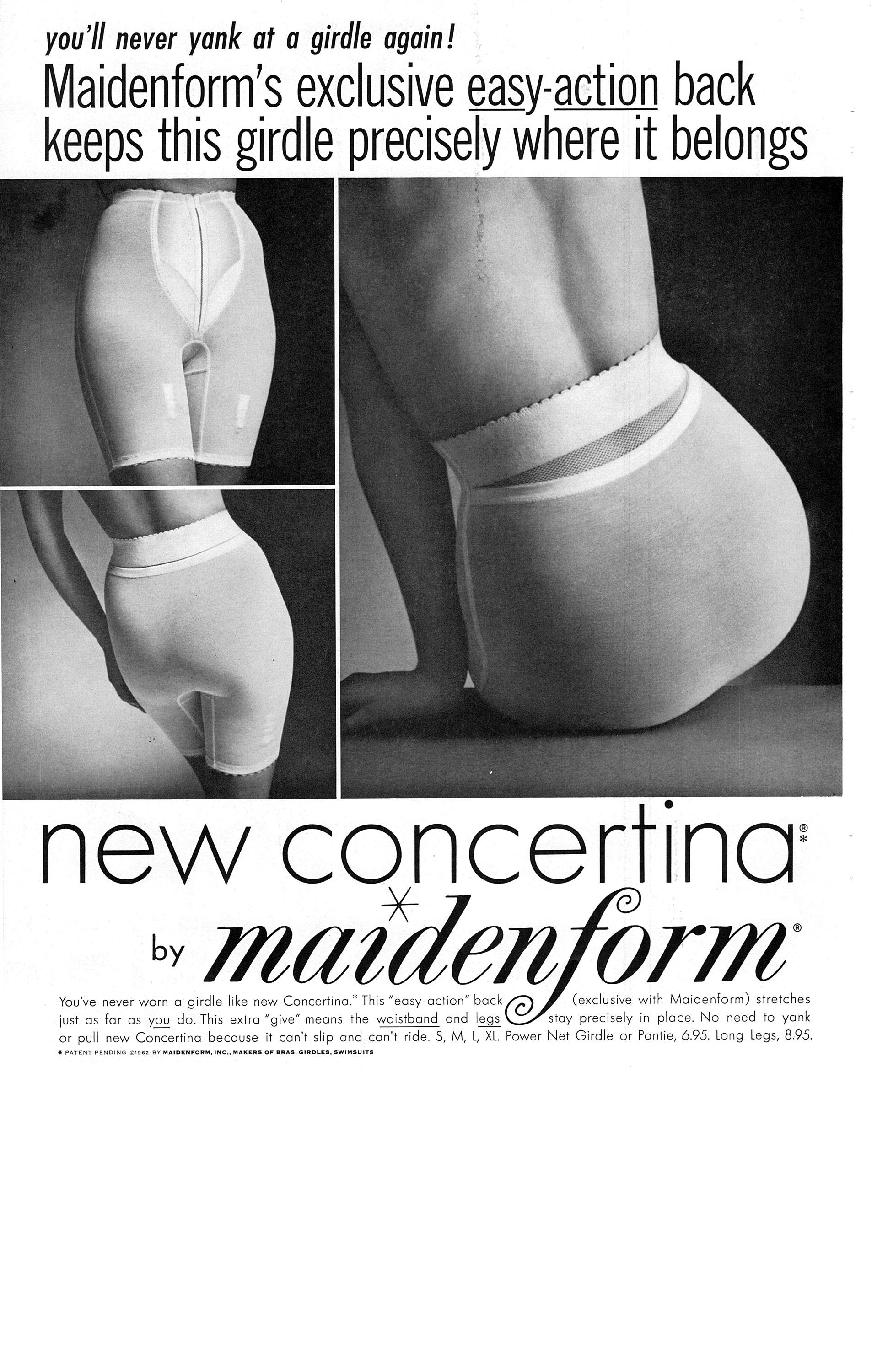 Original Vintage Lingerie Ad for 1962 Maidenform's New Concertina Girdle 