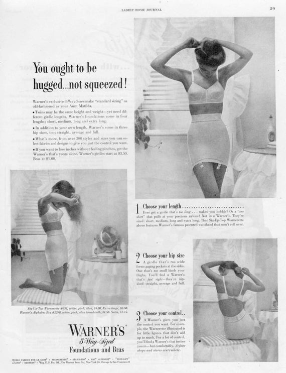 Original Vintage Lingerie Ad for 1949 Warner's Sta-up-top Lingerie Girdles  & Bra -  Finland