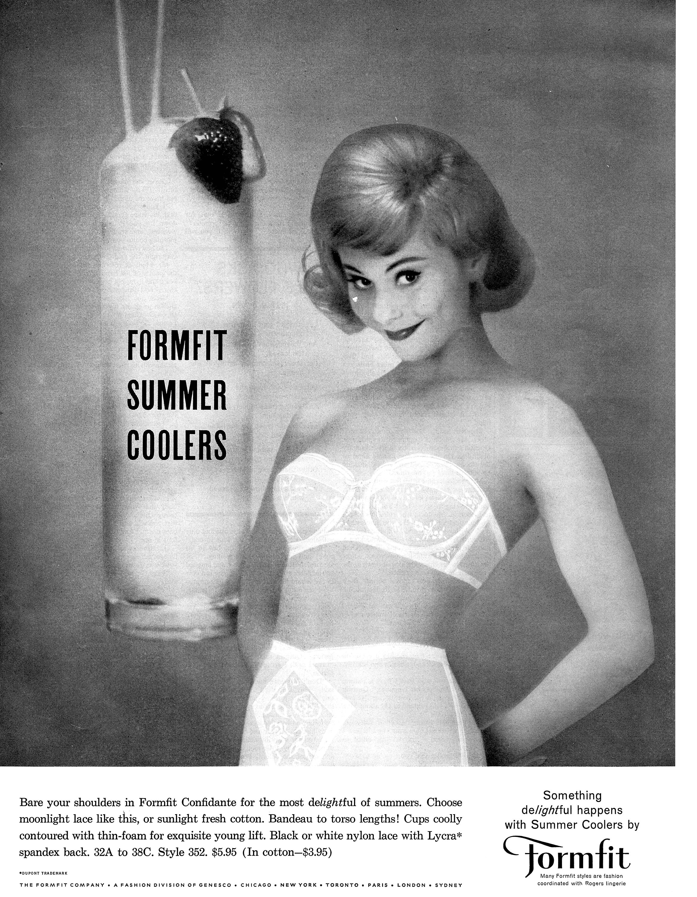 Original Vintage Lingerie Advertisement for 1963 Formfit Summer Coolers  young Lift Teen Bra -  Canada