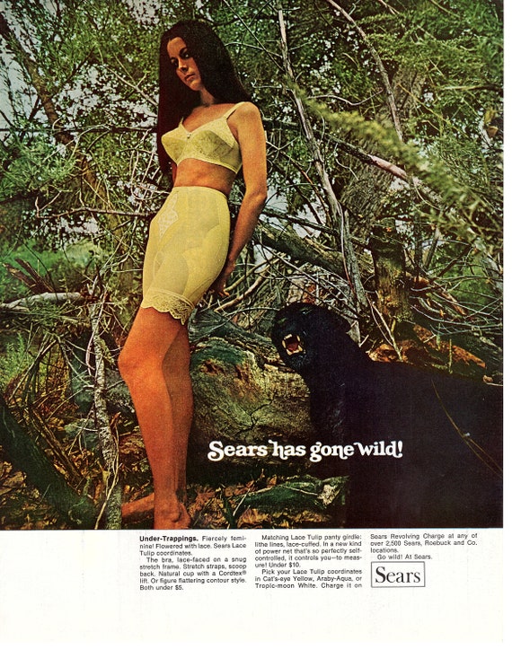 Original Vintage Advertising for 1969 Sears Lace Tulip Bra & Panty Girdle