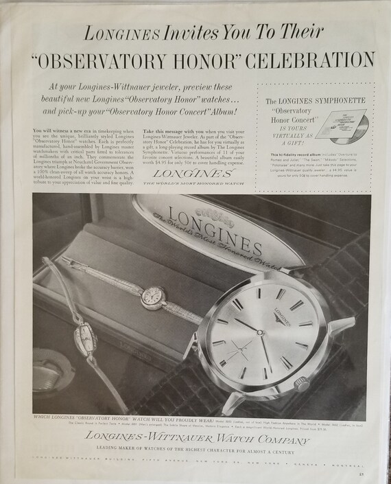 1962 Longines Watch Collection 