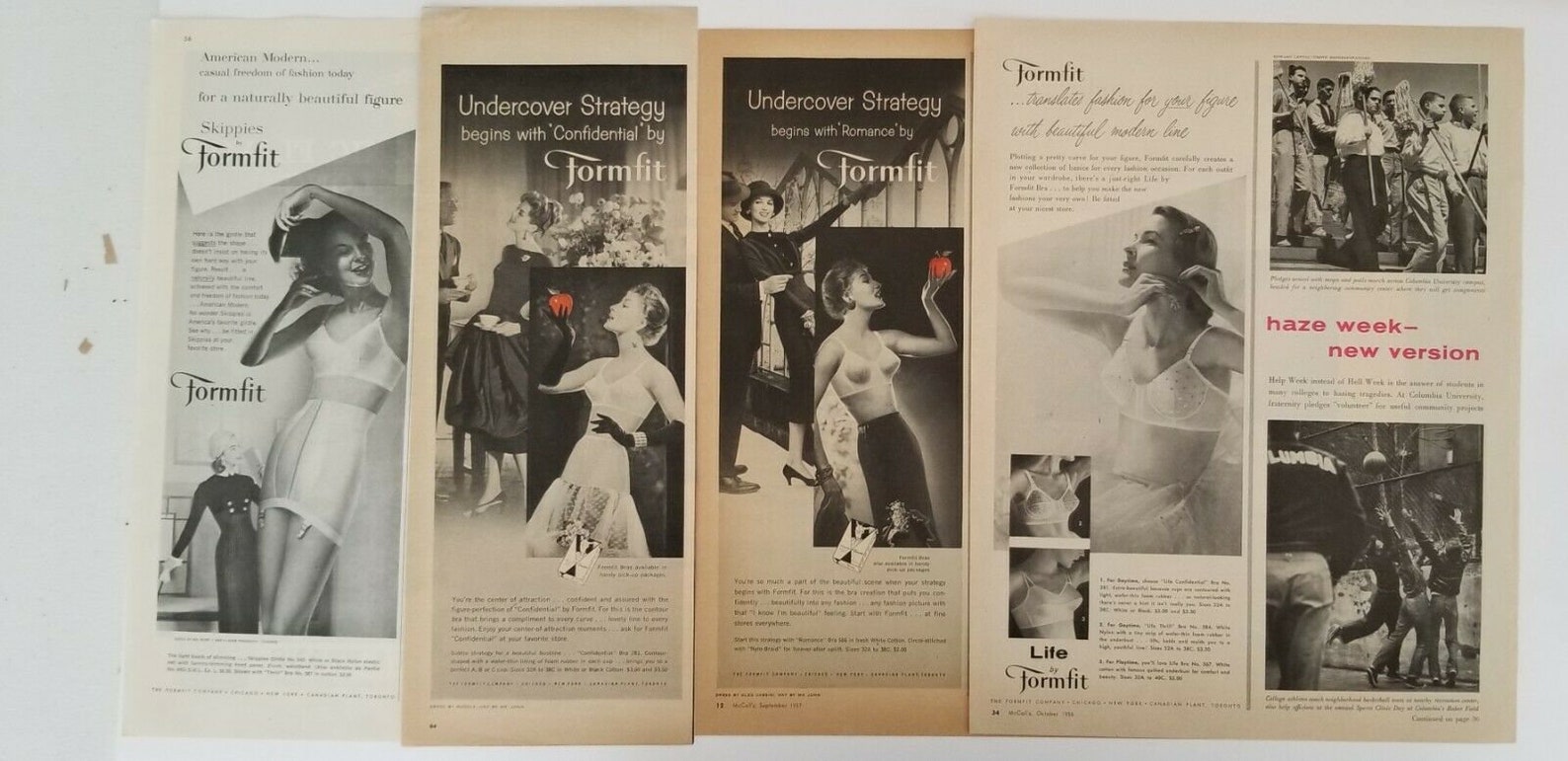 1950's 4 Formfit Ads Bras & Girdles Lingerie Original Etsy