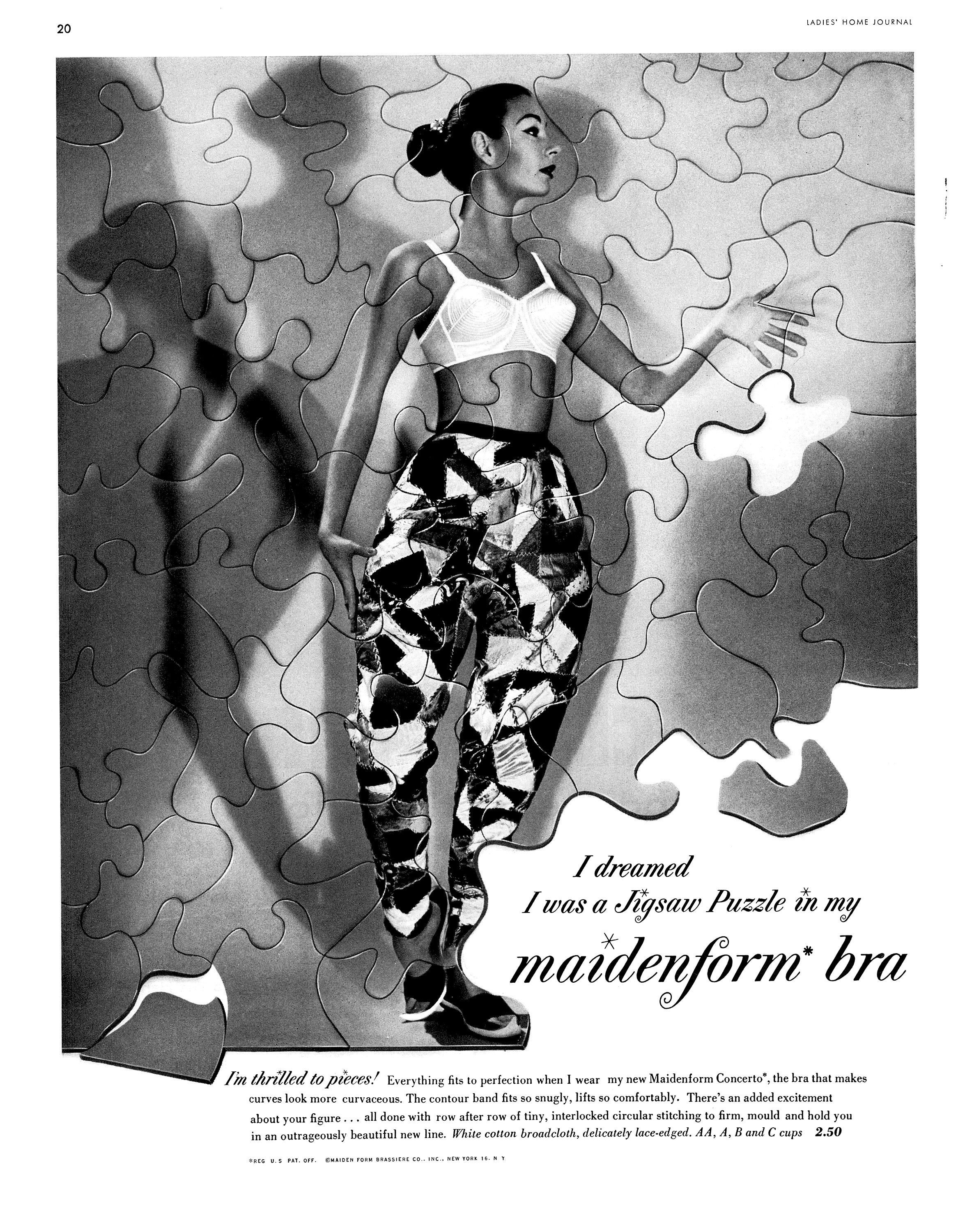 1957 Ad Vintage Chansonette Maidenform Bra I Dreamed Tea For Two Dream –  Period Paper Historic Art LLC