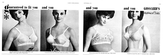 Original Vintage Advertising for 1962 Gossard Bras 2 Pages 