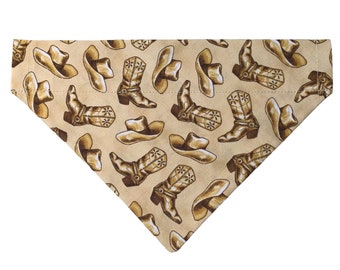 Western Dog Bandana: Cowboy Boots & Hats, Over the Collar, Personalized Option