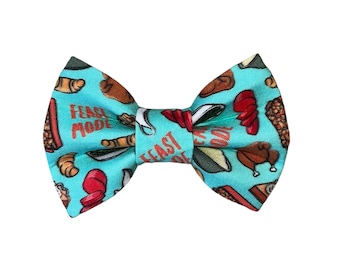 Thanksgiving Feast Mode Pet Bow Tie: Slides on Collar