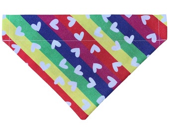Dog Bandana - Pride Dog Bandana - Striped - Rainbow - Over the Collar - Option to Personalize - Two-Sided - Cat Bandana - Puppy Gift