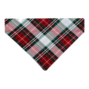 Christmas Plaid Dog Bandana - Over the Collar - Plaid Dog Bandana - Two-Sided - Christmas Cat Bandana - Option to Personalize