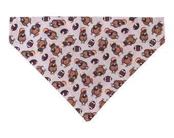 Thanksgiving Dog Bandana - Fall Dog Bandana - Turkey - Football Dog Bandana - Over the Collar - Option to Personalize - Two-Sided