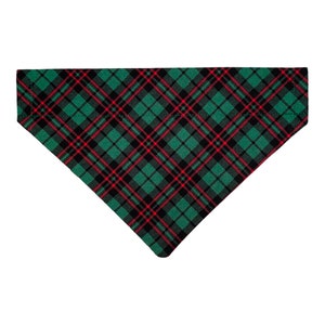 Christmas Dog Bandana - Plaid Dog Bandana - Over the Collar - Two-Sided - Christmas Cat Bandana - Puppy Gift - Option to Personalize