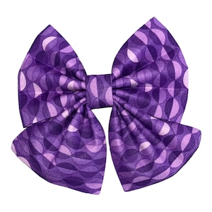 Pet Sailor Bow Purple Ovals - Dog Bow Tie - Cat Bow Tie- Puppy Gift - Slides Over The Collar -