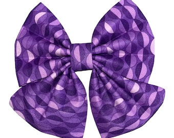 Purple Ovals Pet Sailor Bow Tie - Slides on Collar