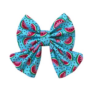 Watermelon Pet Sailor Bow Tie - Watermelon Dog Bow Tie - Watermelon Cat Bow Tie - Slides Over The Collar - Summer Dog Sailor Bow Tie
