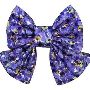 Pet Sailor Bow Purple Garden Lilac - Floral Dog Bow Tie - Cat Bow Tie- Puppy Gift - Slides Over The Collar -