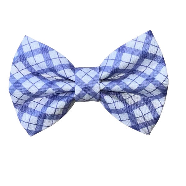 Pet Bow Tie: Light Purple Plaid Collar Accessory