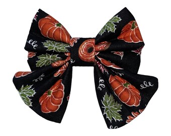 Harvest Pumpkins & Donuts Dog Sailor Bow Tie - Fall Puppy Collar Accessory