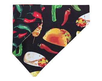 Dog Bandana - Taco - Mexican Food - Over the Collar - Reversible - Cat Bandana - Puppy Gift