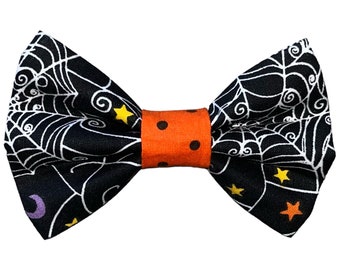 Halloween Pet Bow Tie - Spider Web Pet Bow Tie - Halloween Dog Bow Tie - Cat Bow Tie- Puppy Gift - Slides Over The Collar