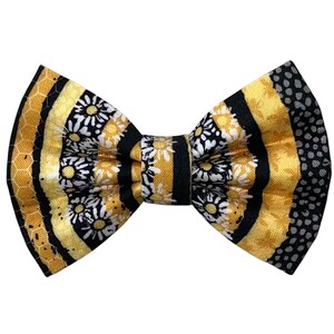 Summer Pet Bow Tie - Bee Honeycomb Flowers - Bee Dog Bow Tie - Cat Bow Tie- Puppy Gift - Slides Over The Collar