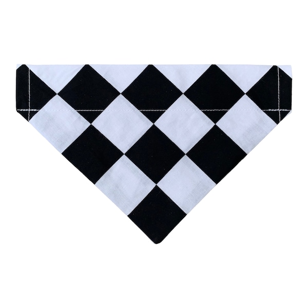 NASCAR Dog Bandana - Checkered Flag - Checked Flag - NASCAR - Over the Collar - Option to Personalize - Two-Sided - Cat Bandana