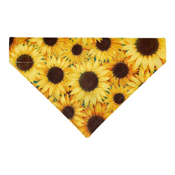 Summer Dog Bandana - Sunflower Dog Bandana - Summer - Over the Collar - Option to Personalize - Two-Sided - Summer Cat Bandana - Puppy Gift