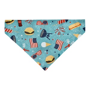 Patriotic Dog Bandana - Barbecue Dog Bandana - Picnic Dog Bandana - Over the Collar - Option to Personalize - Two-Sided - Cat Bandana